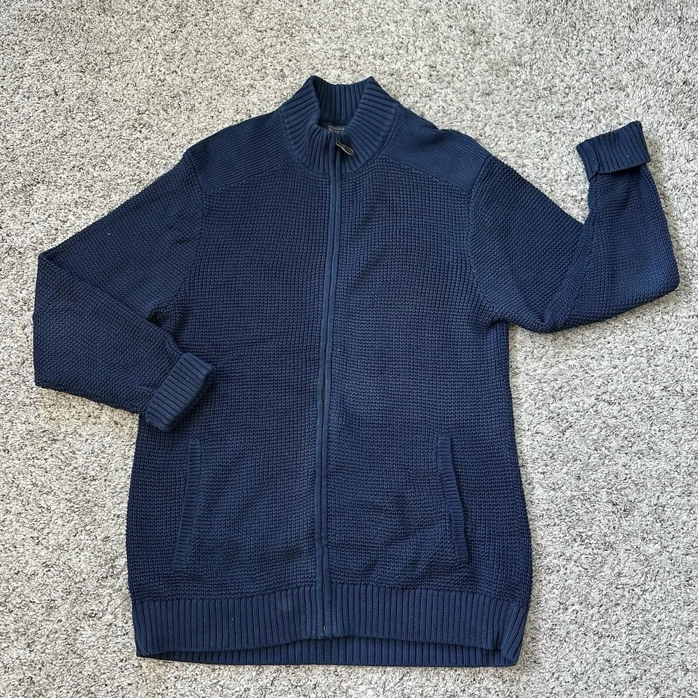 Pendleton Men's Dark Blue Size M Full Zip Cardigan Sweater‎ Roll Up Sleeve